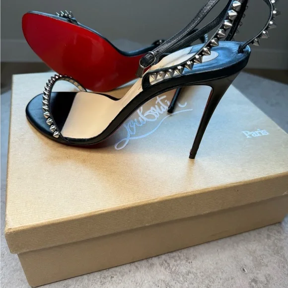 So Me 100 Studded Christian Louboutin Black Leather Heels - Picture 8 of 16